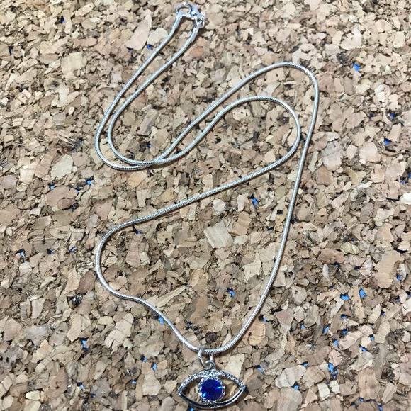 Silver Evil Eye Swarovski Crystal Necklace - Picture 4 of 6